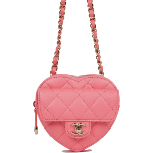 Love Heart Belt Bag Pink Lambskin Light Gold Hardware