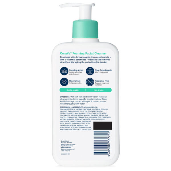 CeraVe Foaming Facial Cleanser 12 oz – For Oily, Acne-Prone Ski - Image 8