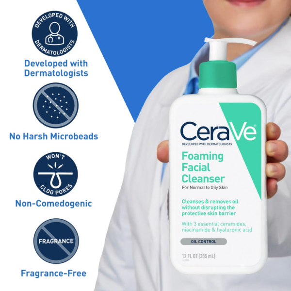 CeraVe Foaming Facial Cleanser 12 oz – For Oily, Acne-Prone Ski - Image 3